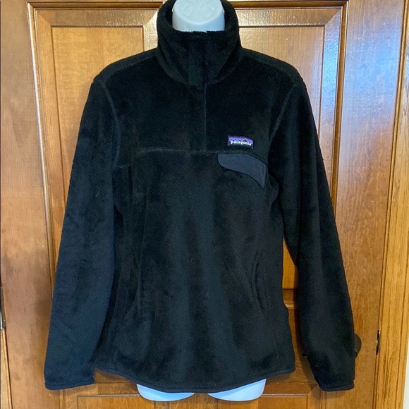 Patagonia Synchilla T Snap Fleece Pullover Sweater Black Hiking Size Medium - Picture 1 of 11